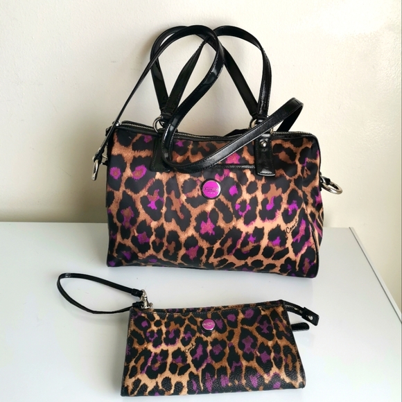 Coach Handbags - RARE COACH 25283 SIGNATURE OCELOT ANIMAL PRINT PURSE +WRISTLET.